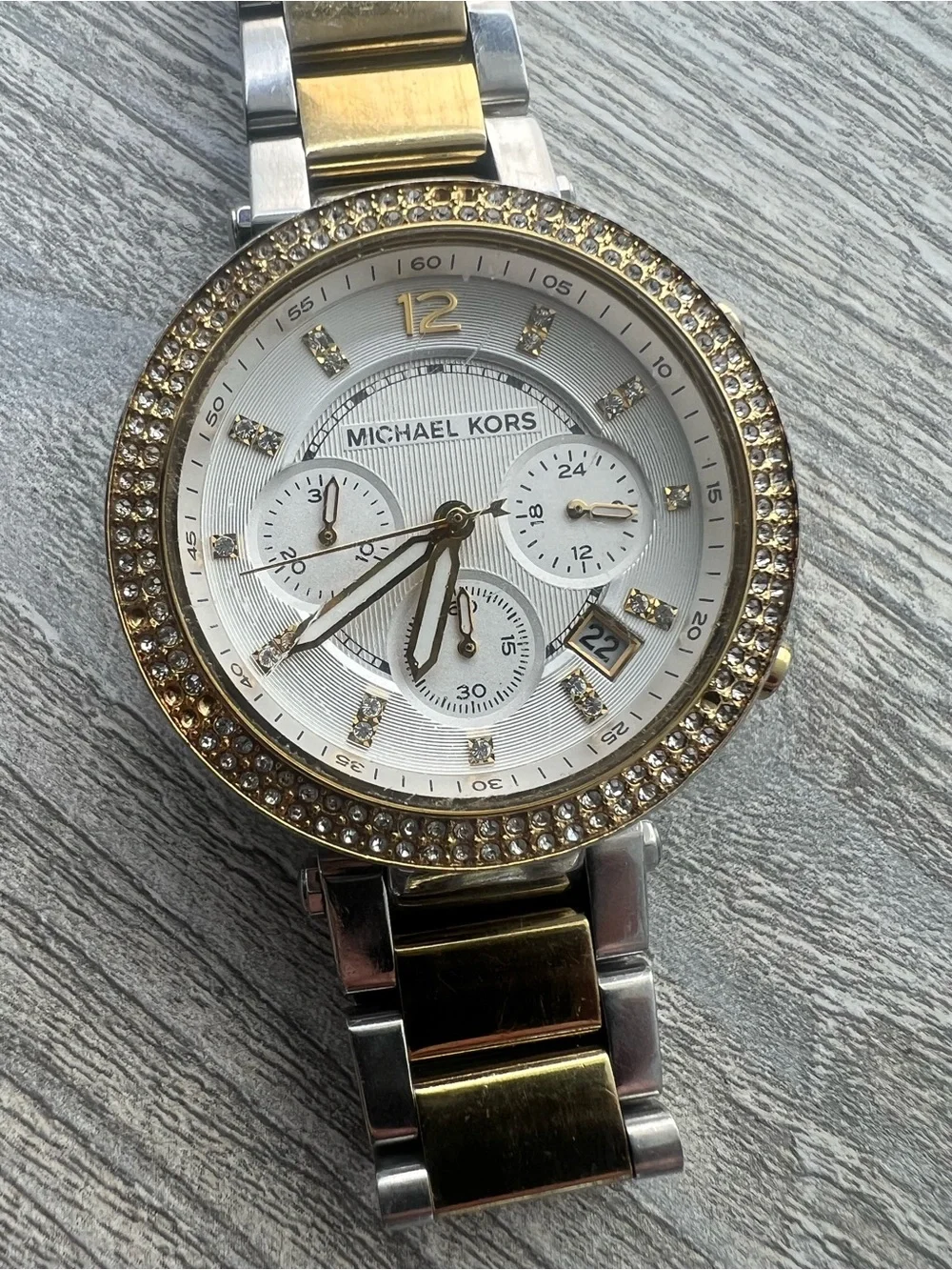 Michael Kors Two-Tone Gold & Silver Crystal-Trim Chronograph Watch